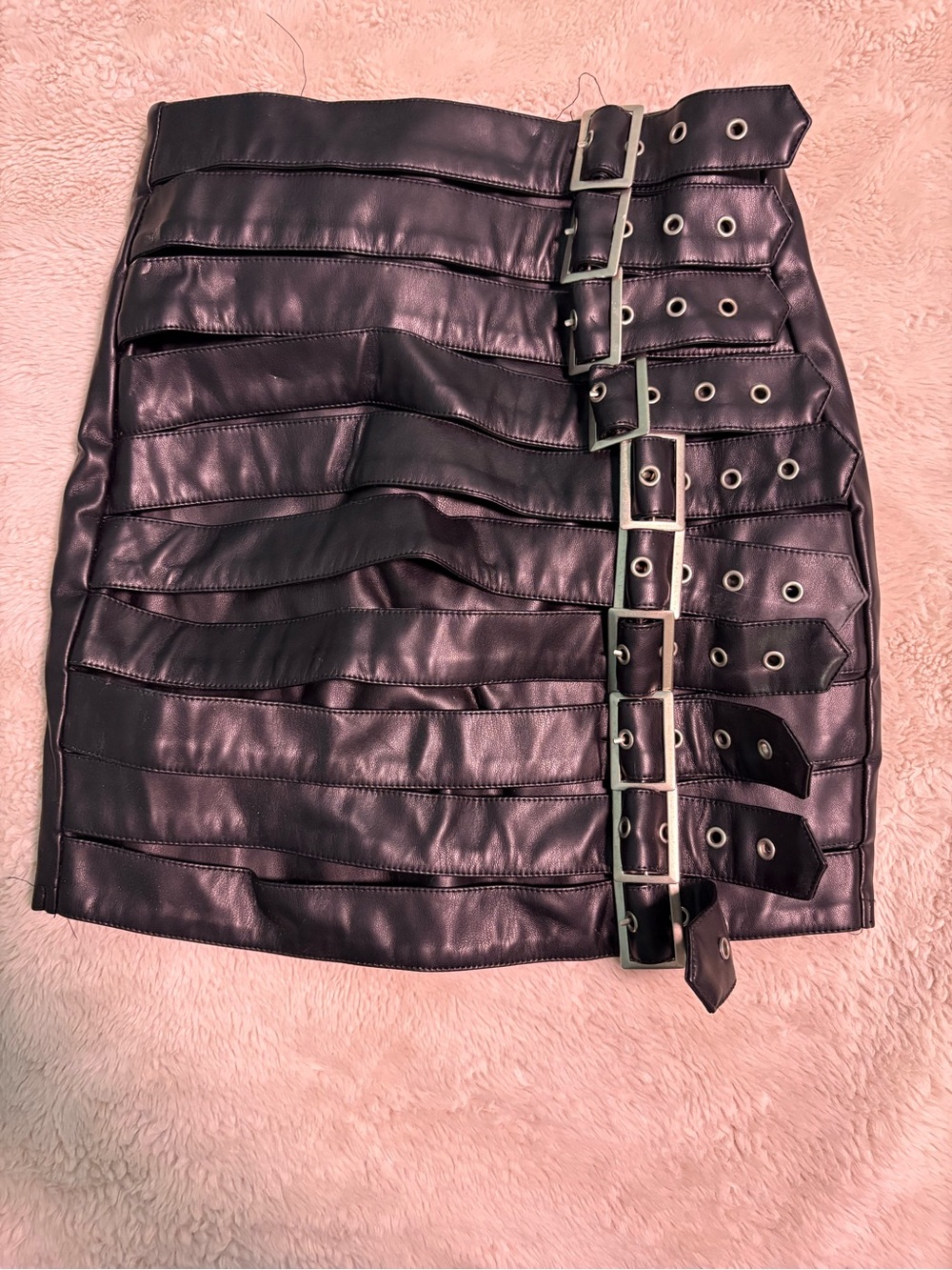 Fashion Nova Black Faux Leather Zip Skirt